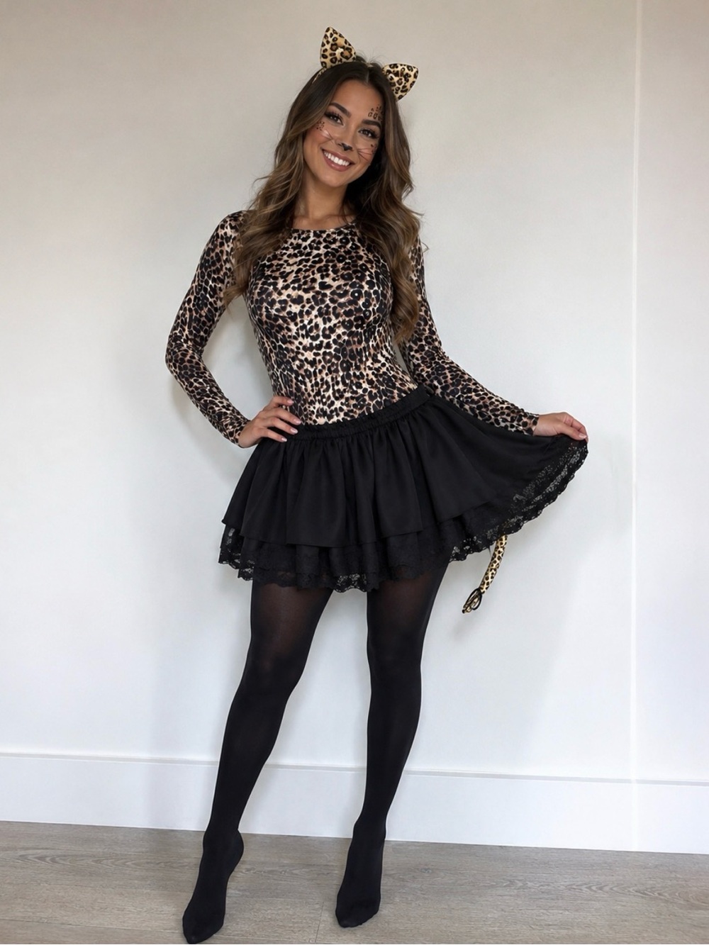 Leopard Cheetah Cat Animal Print Cougar Halloween Sexy Adult Costume Size M/L